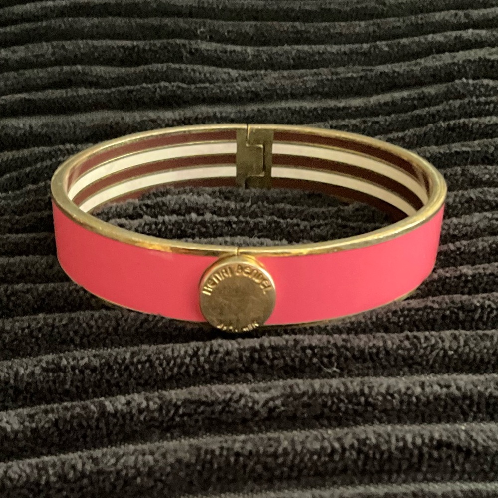 Vintage Henri Bendel Hinged Hot Pink Enamel Bracelet